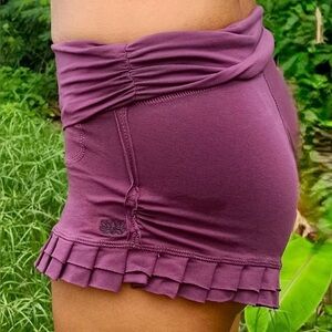 Mauve Ruffled Yoga Skirt Shorts